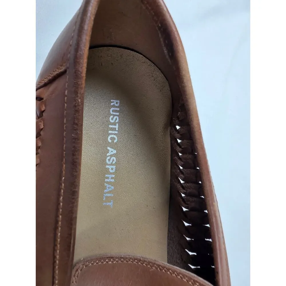 Rustic Asphalt Men's Pointy End Woven Penny Loafers Size 11